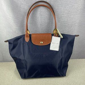 NWT Longchamp Le Pliage Original Large Shoulder Nylon Bag Tote Navy Blue